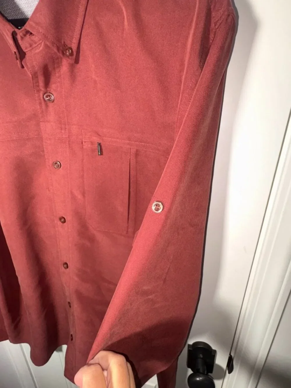 Men's The North Face Long Sleeve Collared Zipper Pocket Nantucket Red XL